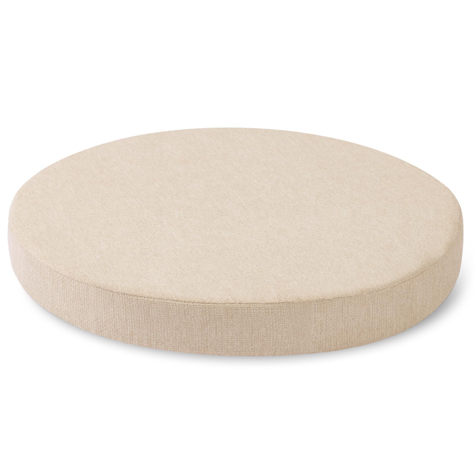 Tromlycs Round Chair Seat Cushion Pad 16 inch for Circle Stool Chairs Non Slip Decorative Foam Cushion Pillow, 1 Piece, 16 x 16 inches, White Beige