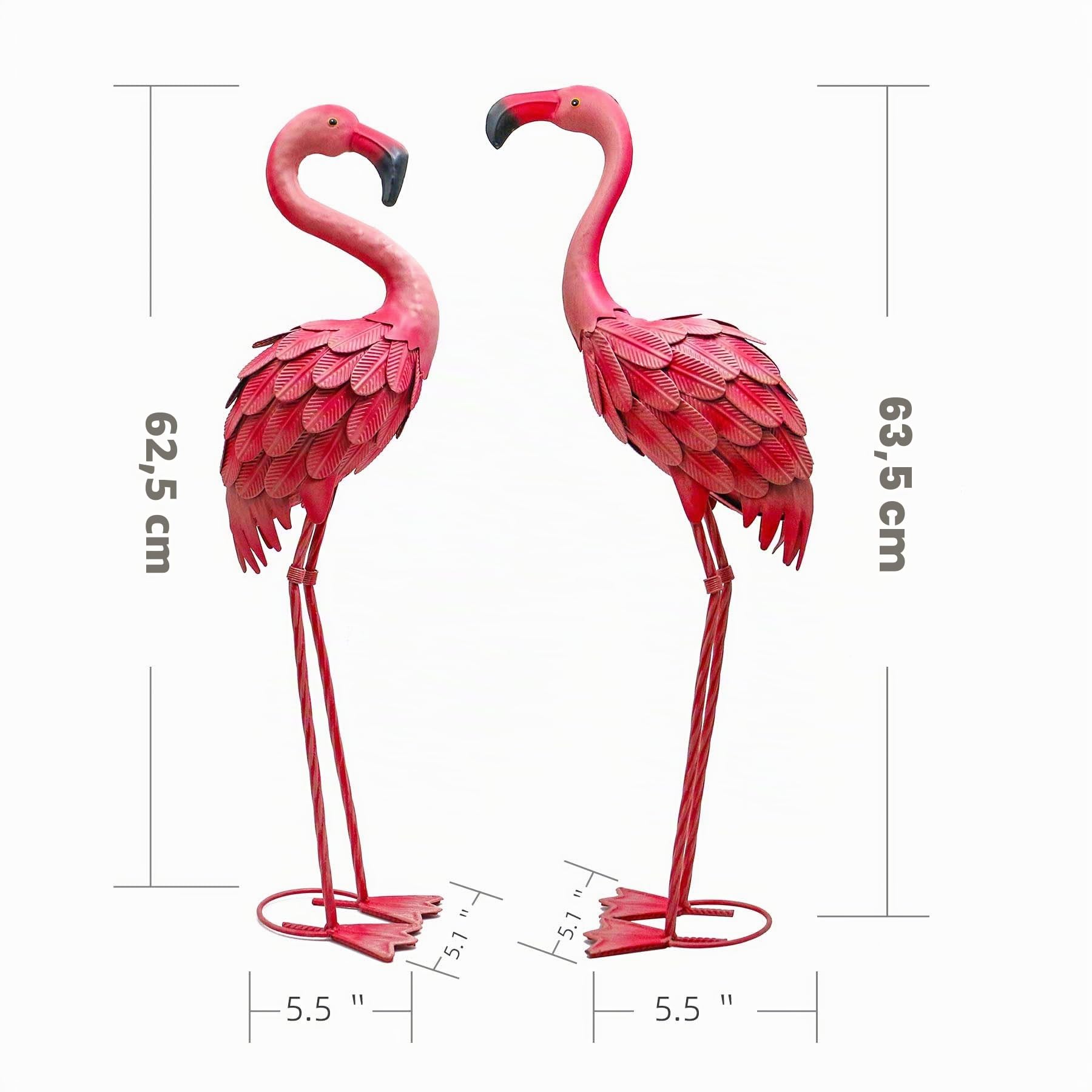 YOUKI Decoración de flamencos de metal para patio, flamencos rosados, estatuas de jardín, flamenco rojo, esculturas al aire libre para exteriores, hogar, patio, césped, decoración de patio, juego de 2