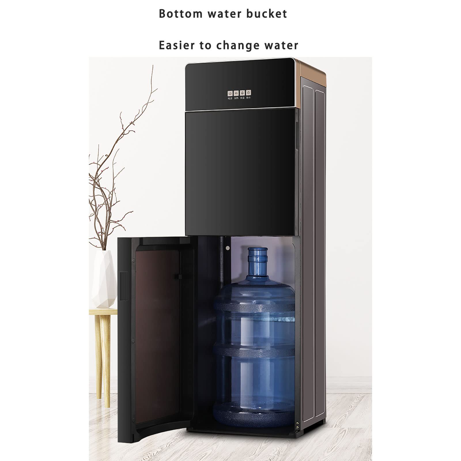 Distributore d'Acqua autoportante con Caricamento dal Basso Ghiaccio/Caldo 3 Usi Tre Prese d'Acqua indipendenti per Home Office School