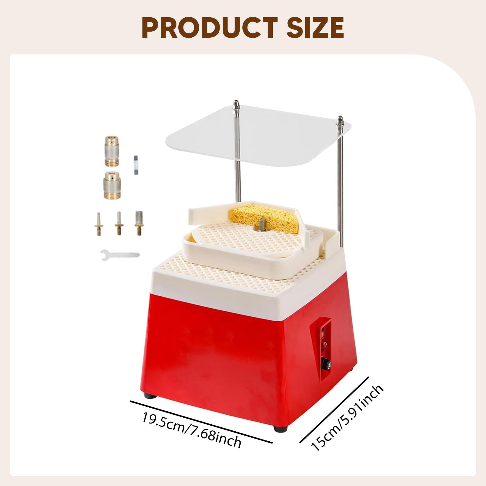 Strumento per Vetro Portatile con Piano Doppio E Protezione Acrilica Macchina per Molatura Elettrica Facile Da Trasportare Materiale Pp Resistente Ada, Rosso