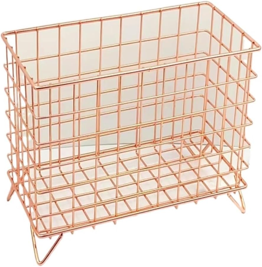 Coffee Storage Desktop Iron Storage Basket Mask Coffee Capsule Book Note Dormitory Sundry Storage Basket Coffee storage Basket(Pink)