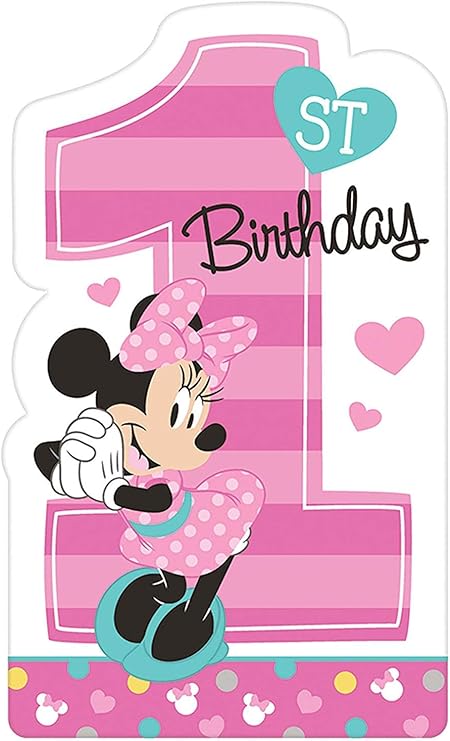 Amazon Com Minnie Mouse 1st Birthday Party Invitation Invite Baby First Supplies Minnie Fun To Be One Pack Of 24 Toys Games