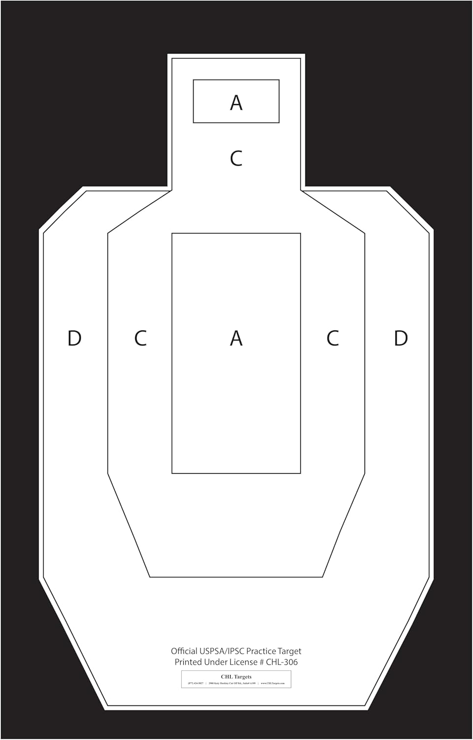 USPSA/IPSC Shooting Targets, Competition Torso Target, Paper Silhouette, Rifles, Handguns, & Shotguns