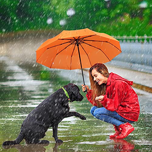Zomake Travel Umbrella Compact - 10 Ribs Portable Collapsible Umbrellas For Rain Windproof - Paraguas Automatic Small Folding Umbrella Lightweight Packable Umbrella For Women Men(Orange) #TOP6