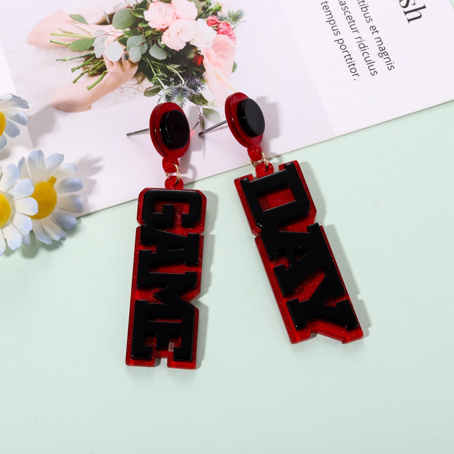 Game Day Earrings for Women, Acrylic Football Earrings Game Day Accessories Team Sports Fan Earrings Football Team Gifts - Image 4