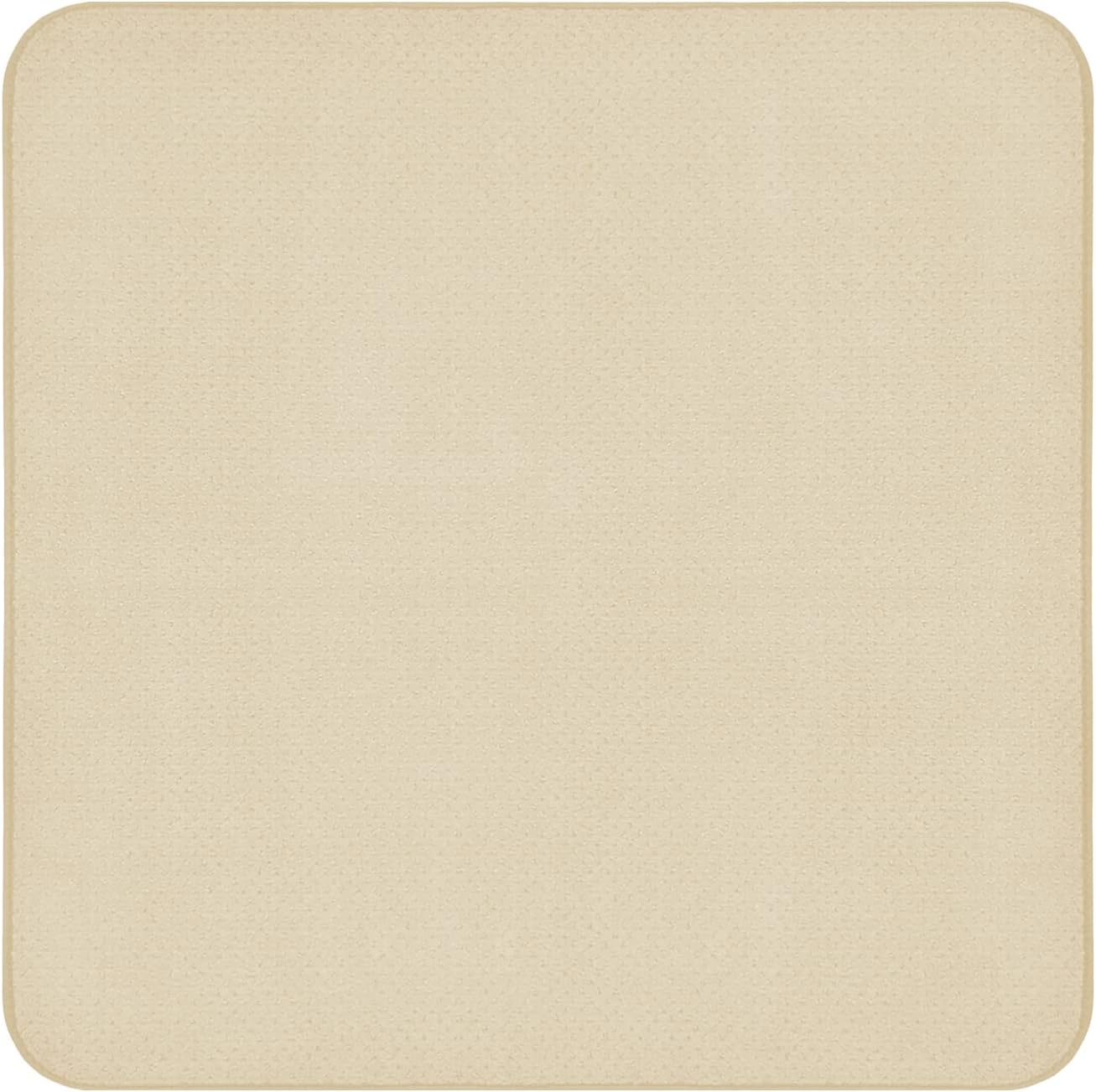 House, Home and More Skid-Resistant Carpet Indoor Area Rug Floor Mat - Ivory Cream - 3 Ft X 3 Ft - Non Slip Rubber Backing, Stain Resistant, Dog Friendly, Living Room Bedroom Kitchen Entryway
