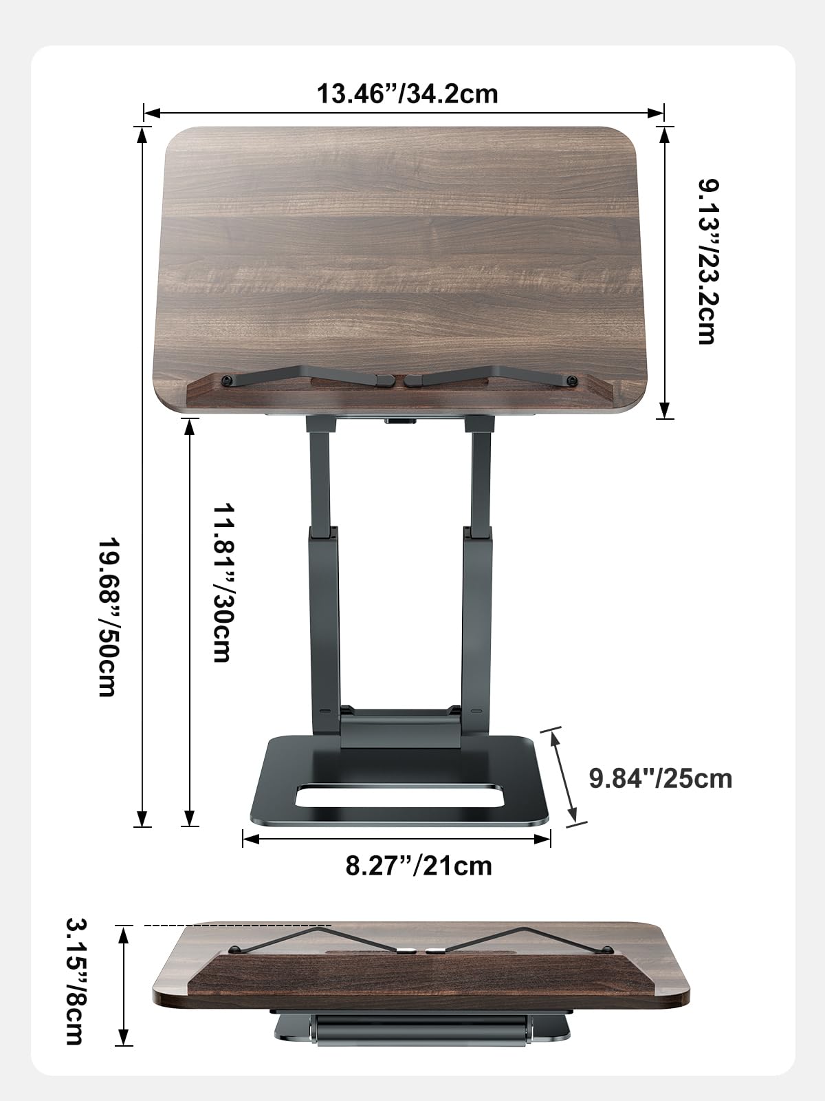 Tounee Atril telescópico para libros de cocina, altura ajustable, diseño extensible, ergonómico con pinzas laterales elásticas, apto para todos los libros (gris)
