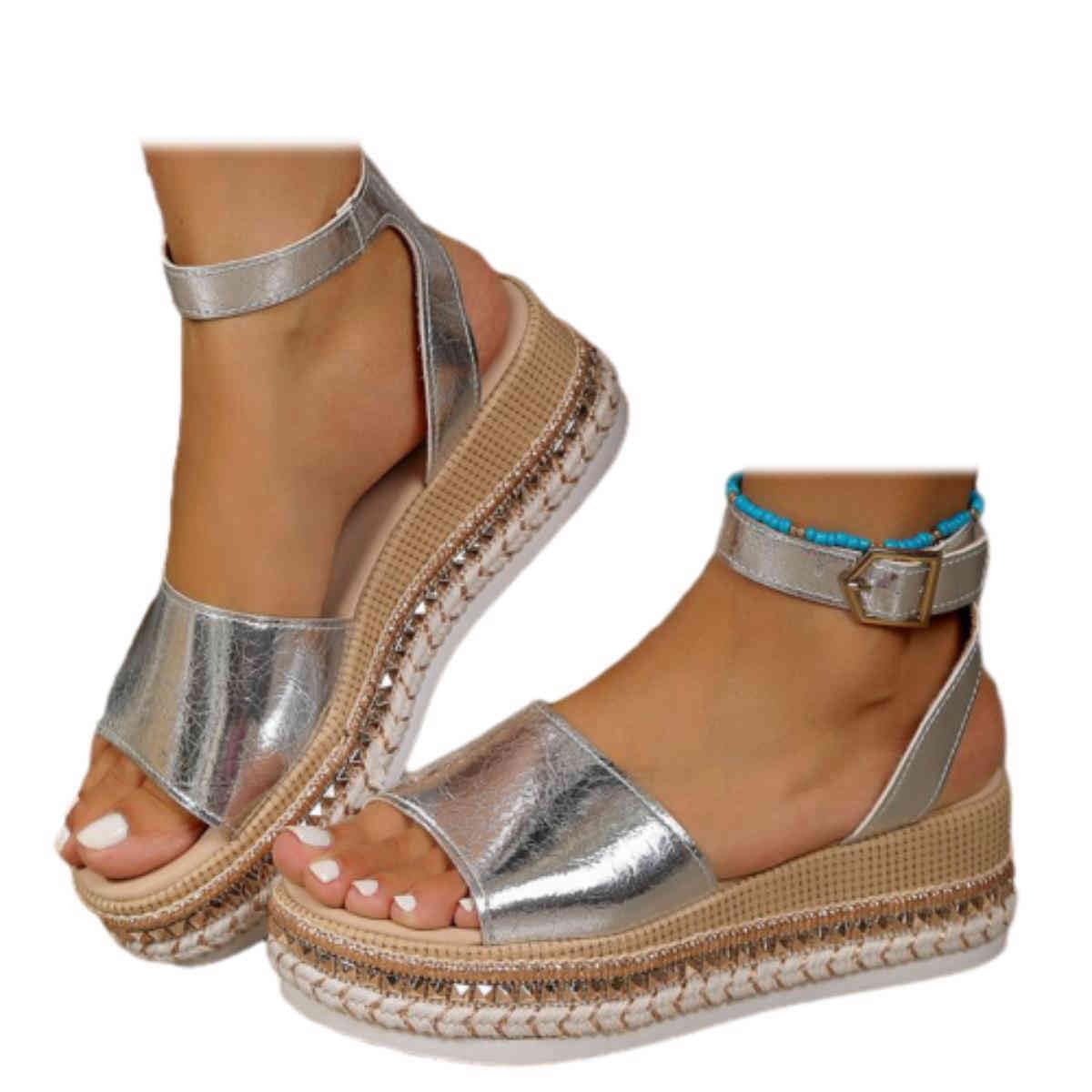 SACFOF Espadrillas da donna con plateau, casual, cinturino alla caviglia, sandali con zeppa, comodi, eleganti, con fibbia, scarpe estive