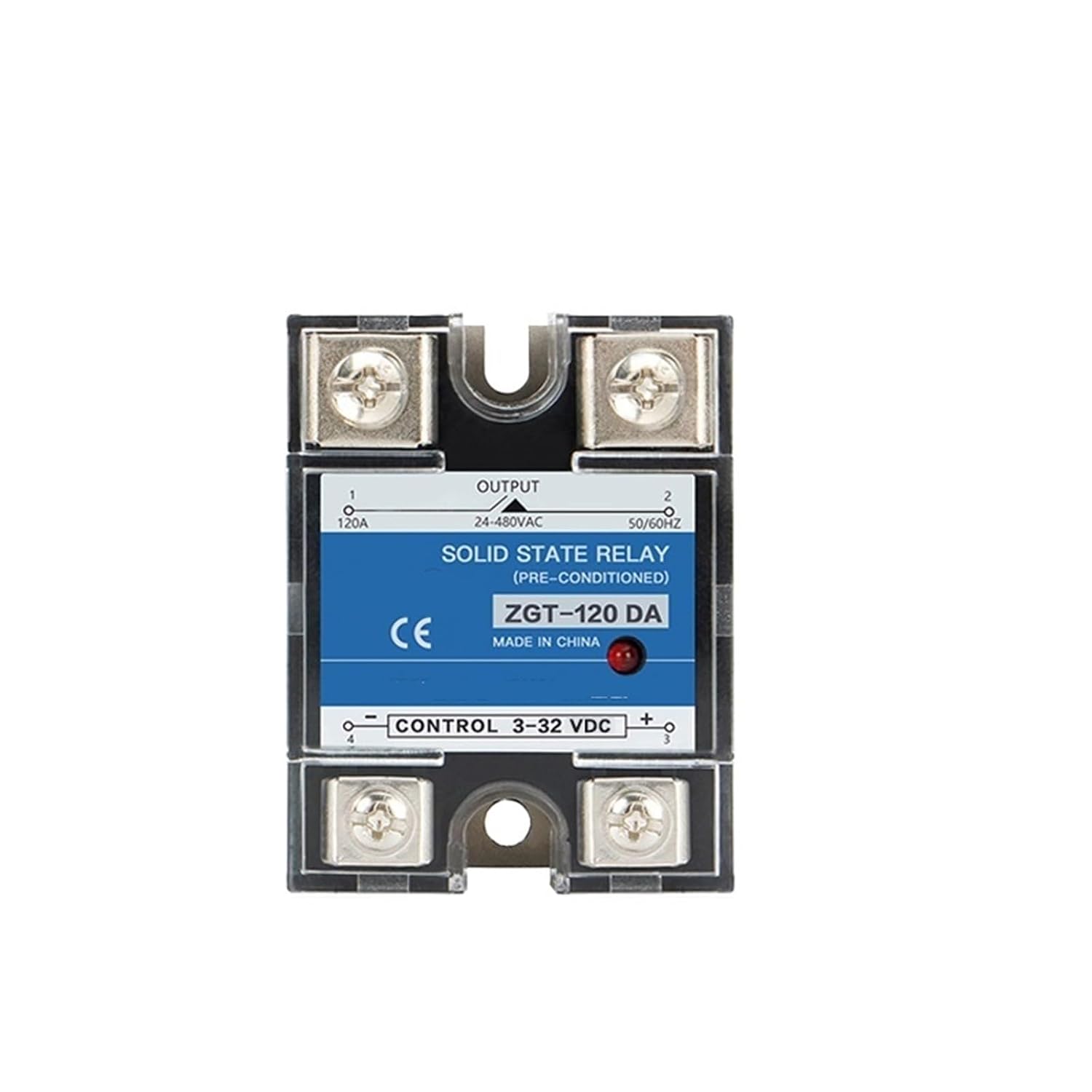 1Pcs SSR-120DA 150DA Single Phase DC Control AC Heat Sink 24-480VAC to 3-32VDC 120A 150A DA Solid State Relay(120DA)