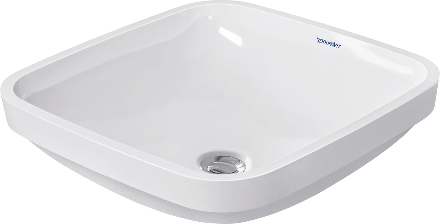 Duravit 0373370017 DuraStyle 15-3/4" Square Ceramic Undermount Bathroom Sink with Overflow