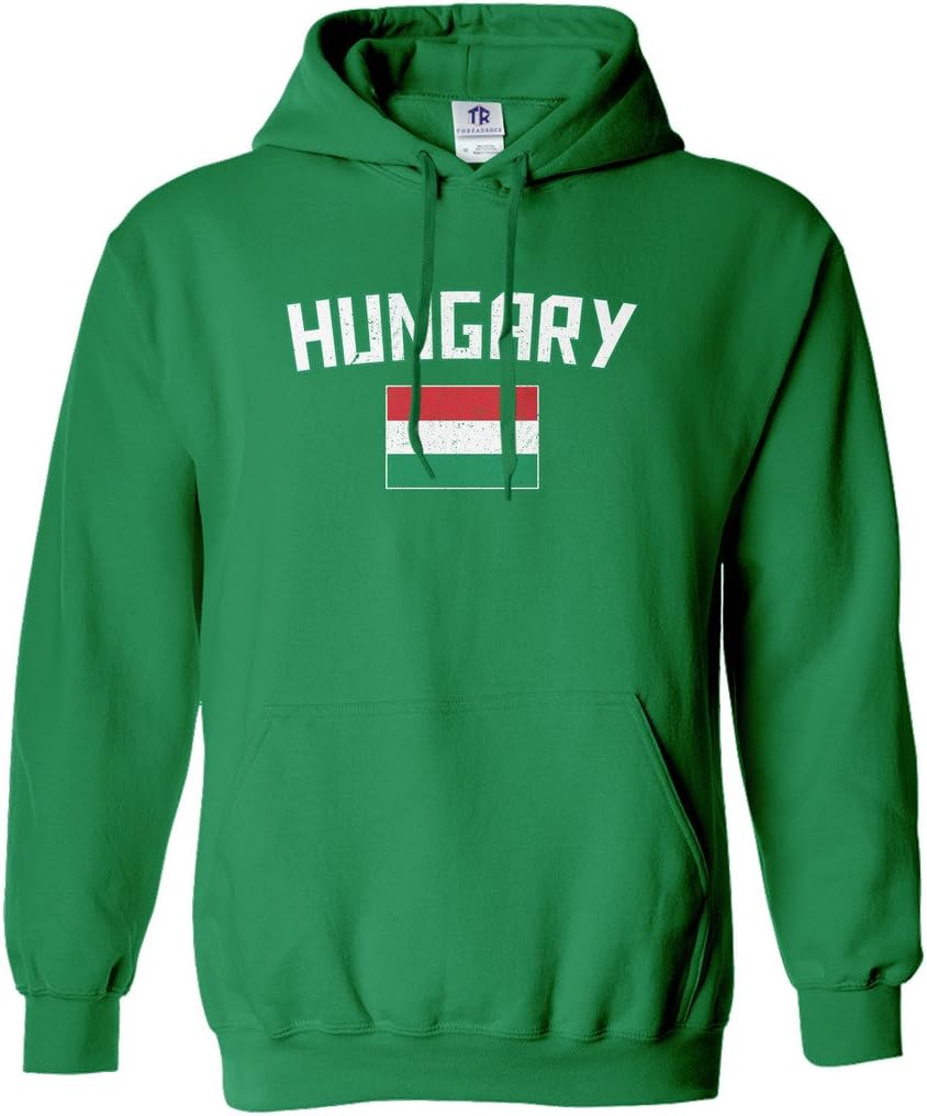 Threadrock Men's Hungary Flag Hoodie Sweatshirt