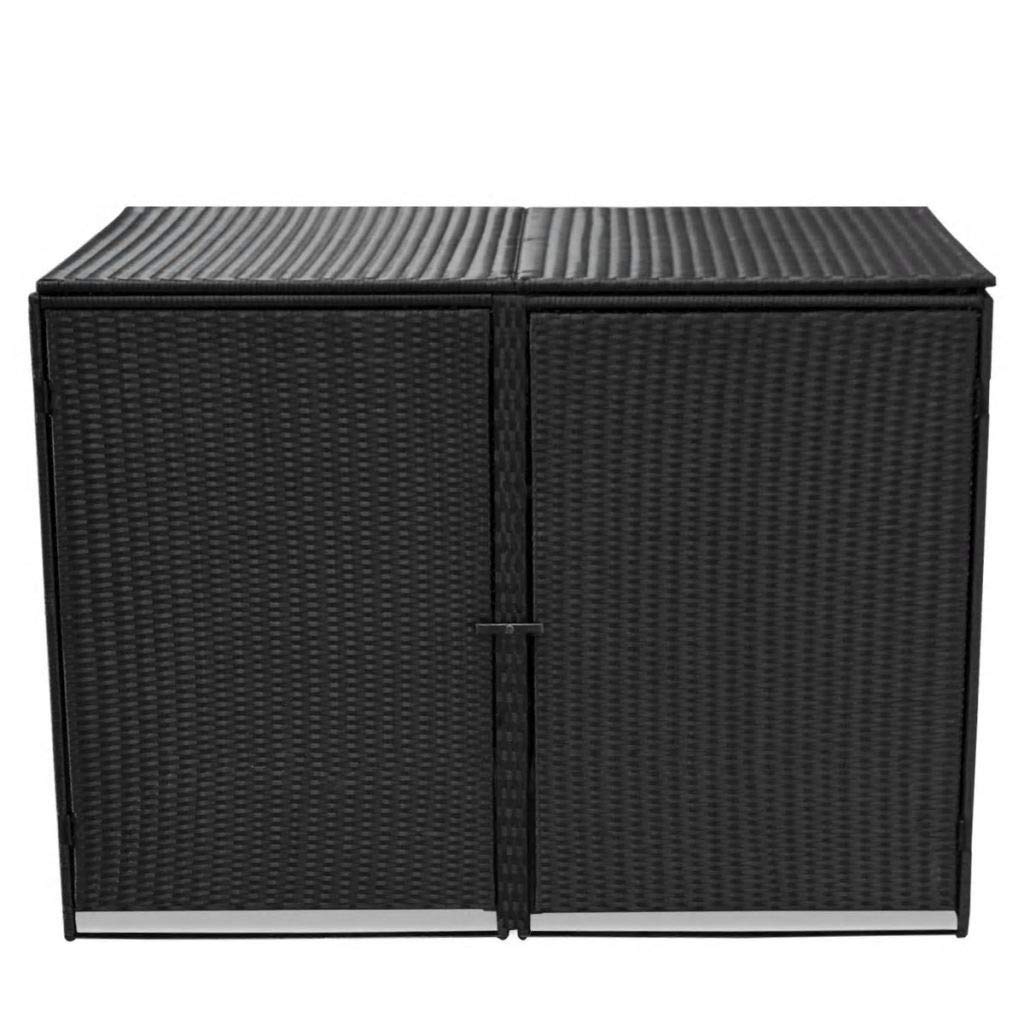 Buy Poly Rattan Double Wheelie Bin Shed Shelter Hider Cover, Black