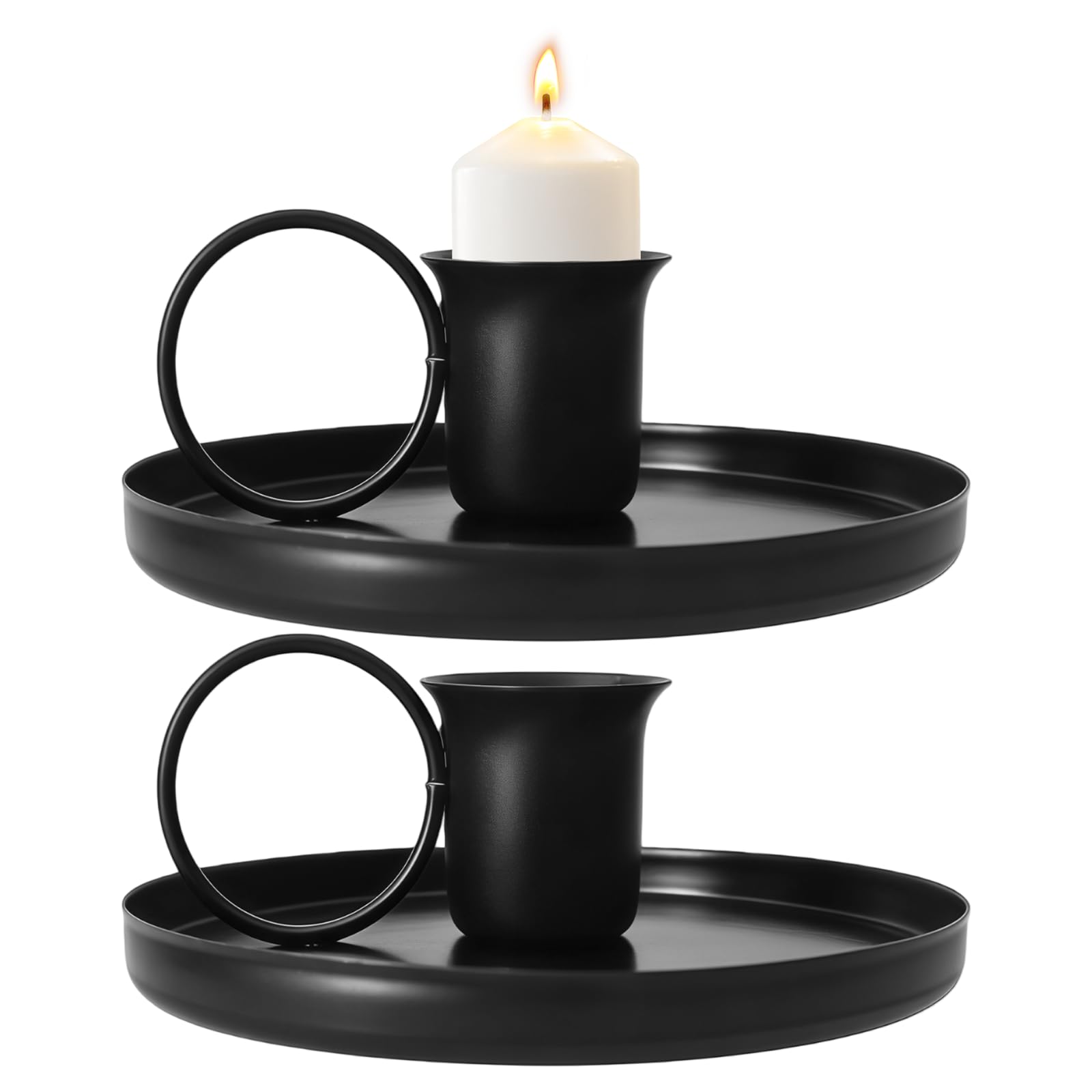 XNFUOE 2Pcs Iron Candlestick Holder Vintage Candle Stick Holder with Handle Taper Candles Holders Metal Candle Stick Holder for Table Farmhouse Decor