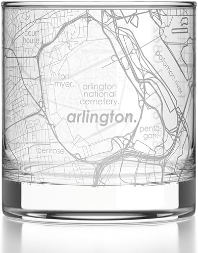 Miniatura 108 de Well Told Vaso de whisky grabado con mapa de Charleston, Carolina del Sur, vaso de rocas estilo antiguo (11 oz, transparente), vaso de whisky
