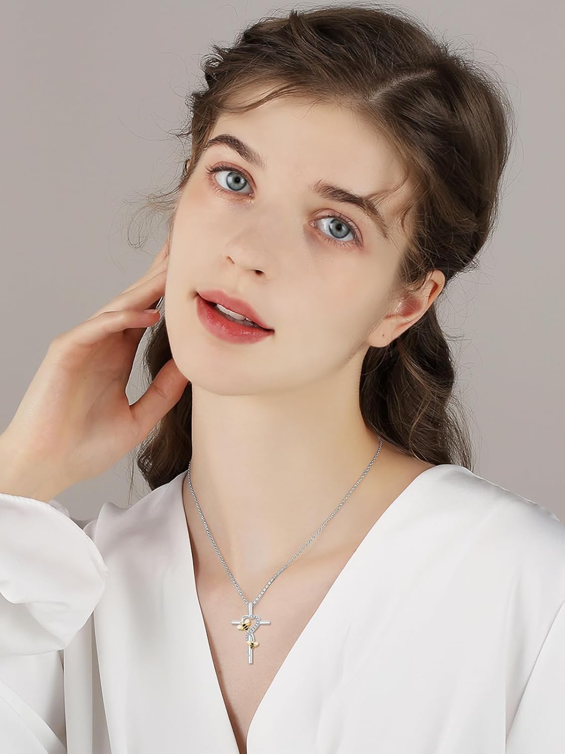 Cross Necklace for Women 925 Sterling Silver Cross Pendant Necklace Animal Jewelry Christmas Gifts for Women Mother Grandma - Image 5