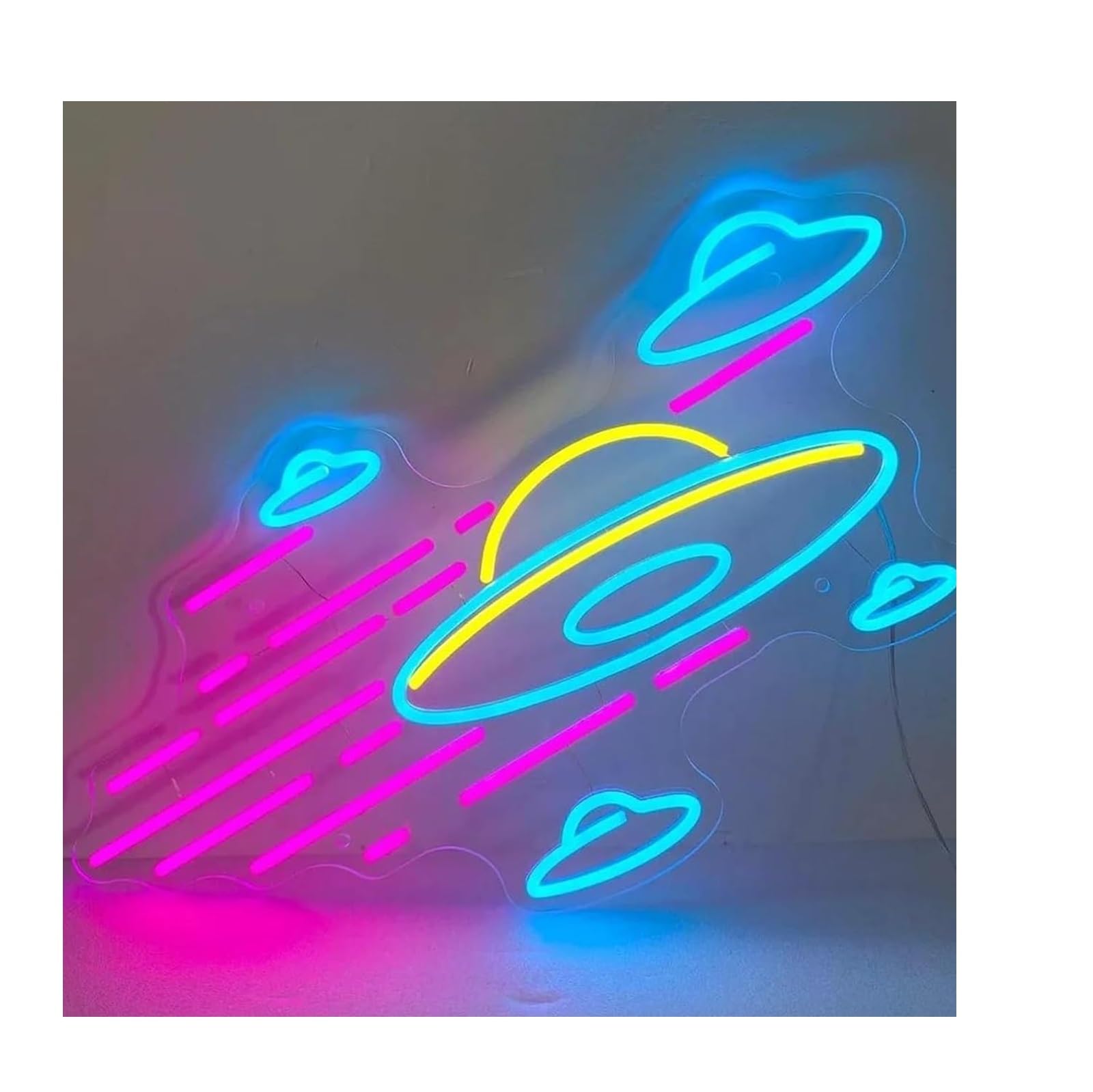Lampada d'atmosfera rilassante a forma di disco per volante, insegne al neon con luminosità regolabile(A)