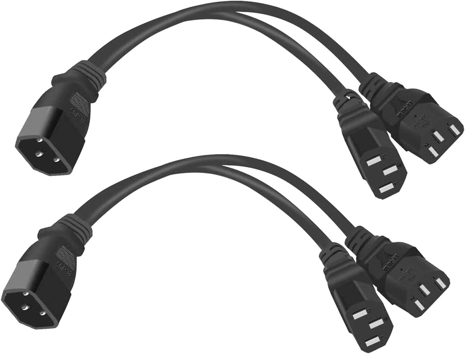 2 Pack UPS Server Y Splitter C14 to 2 x C13 Power Adapter Cable Cord 30cm