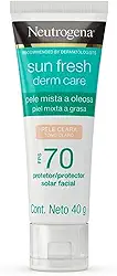 Protetor Solar Facial Para Pele Oleosa Neutrogena Sun Fresh Derm Care Pele Clara FPS 70, 40g