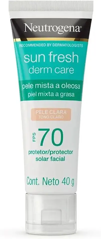 Protetor Solar Facial Para Pele Oleosa Neutrogena Sun Fresh Derm Care Pele Clara FPS 70, 40g