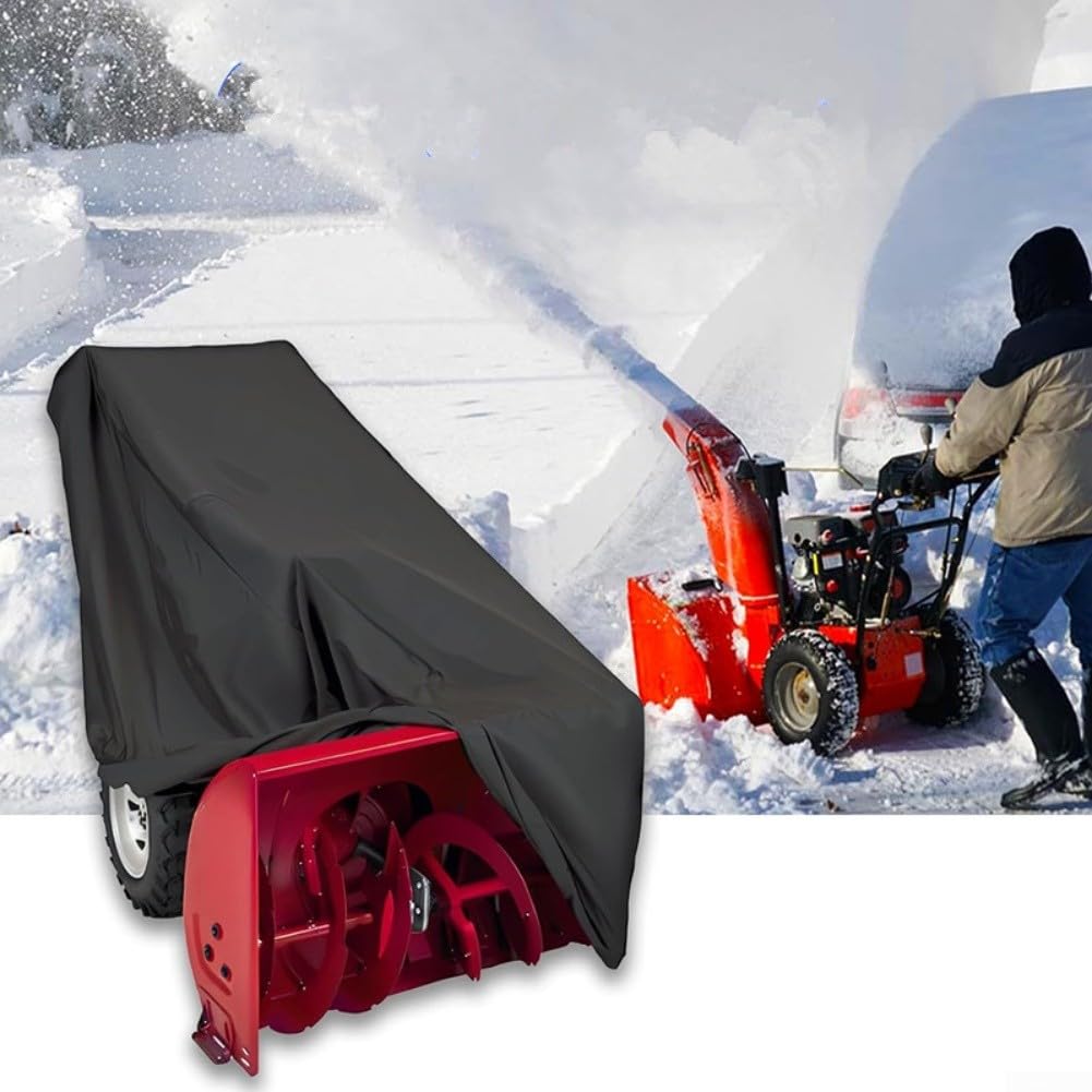 Cubierta para soplador de nieve, 109-127 cm resistente 210D Oxford, impermeable, resistente al viento con cordón, protección eléctrica de dos etapas para quitanieves