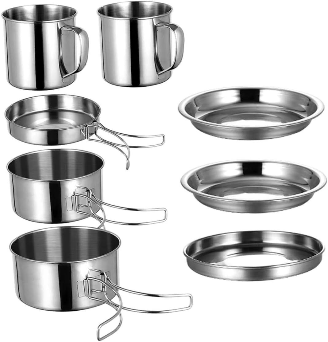 Yardwe Portable Camping Cookware Space-Saving Compact Lightweight for Camping Gear Outdoor Cooking Supplies Pans Kit