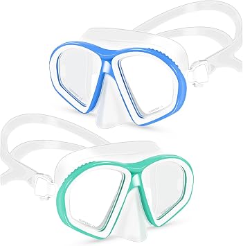 Supertrip Kids Swim Goggles with Nose Cover for Ages 6-14, Tempered Glass Fabric Strap Swimming Snorkel Mask for Pool Beach