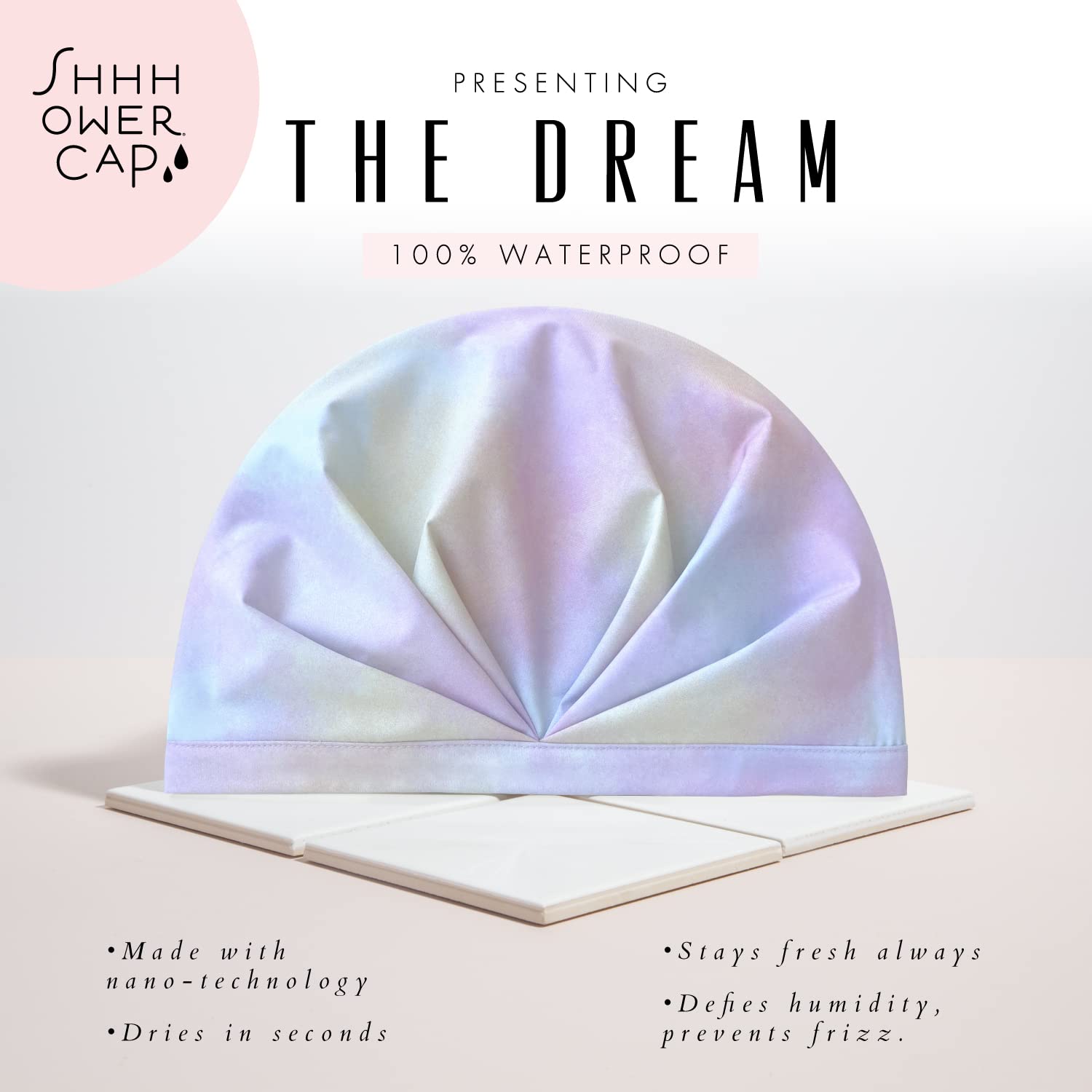 SHHHOWERCAP Shower Cap | The Original Luxury Reusable Shower Cap for Women | Bathing Accessories | Shower Accessories for Women | The Dream