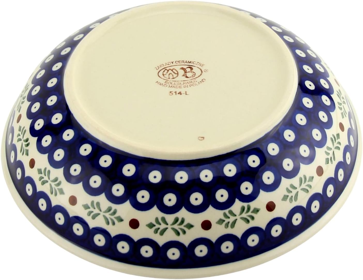 Polish Pottery Pasta Bowl 10” Dia. by Zaklady Boleslawiec Poland | Capacity: 8 cups Holly Berries Pattern Polish Stoneware