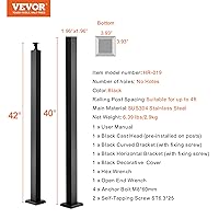Vista 7 de VEVOR Poste de barandilla de cable sin perforar, sin agujeros, 42 x 2 x 2 pulgadas, poste de barandilla de acero inoxidable SUS34 con soporte