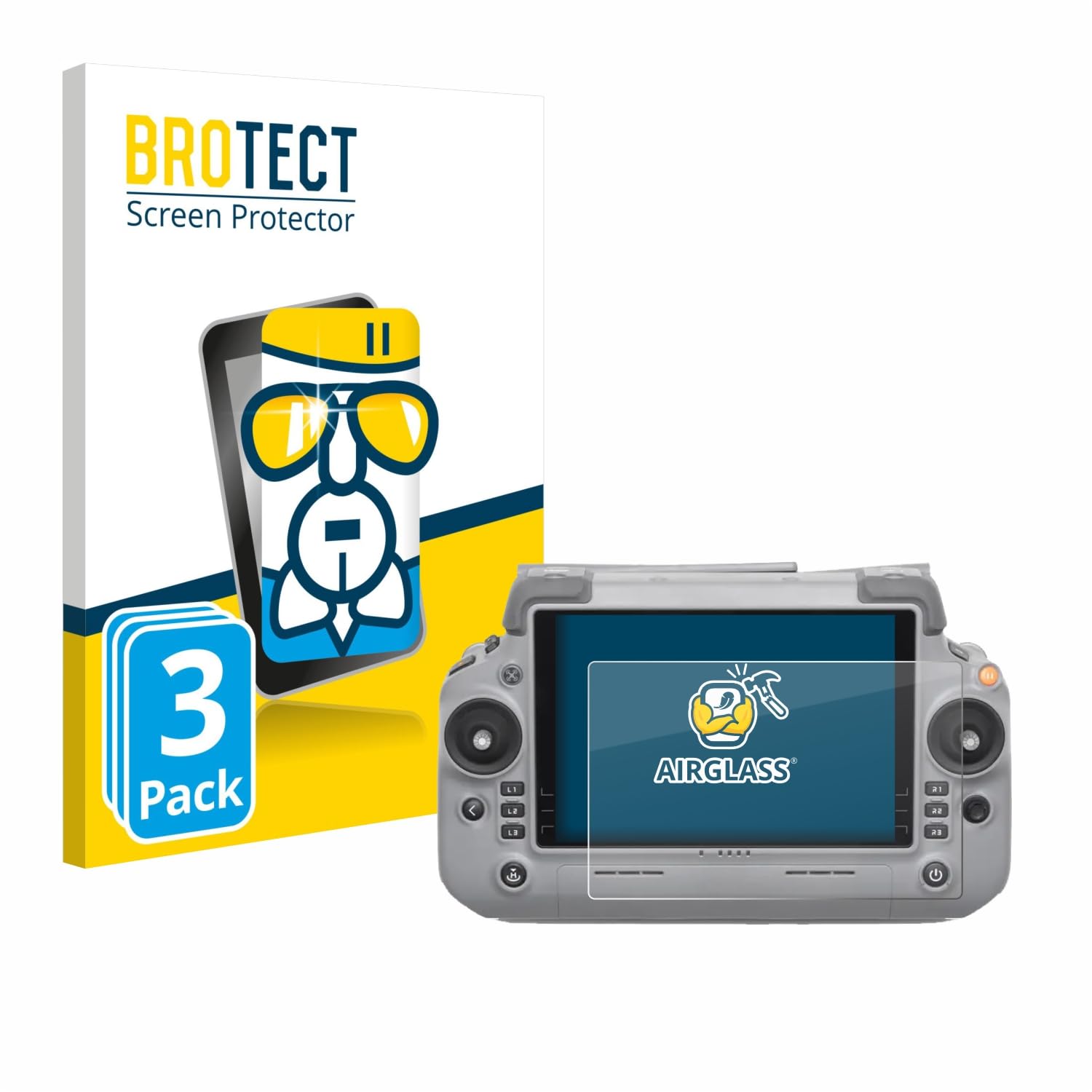 BROTECT 3 Stück Schutzglas für DJI RC Plus 2 Schutzfolie Panzer Folie Glas[Extrem Kratzfest 9H, Anti-Fingerprint, Ultra-Transparent]