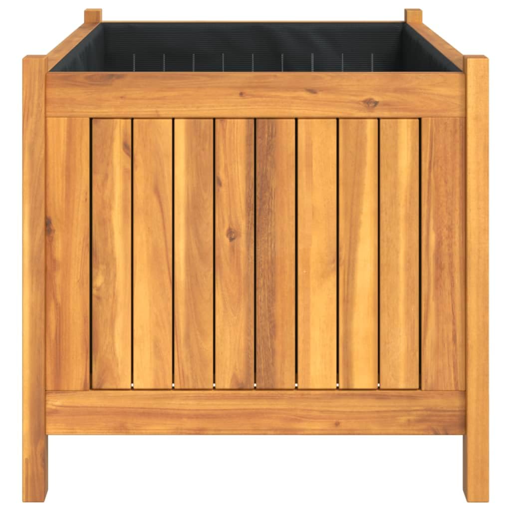 vidaXL Jardinière avec Doublure, Lit Surélevé, Bac à Fleurs, Pot de Plantes, Boîte à Fleurs Jardin Patio Terrasse, 80x42x40 cm Bois Massif d'Acacia