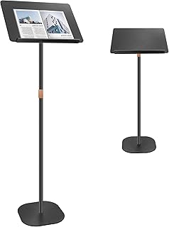 Podium Stand, Lecterns & Podium Height and Angle Adjustable, Metal Pole and Base, Podium for Church, Weddings, Classroom, Speech, 16'' L x 12'' W x 56.5'' H (Black)