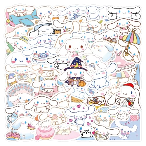 50pcs Cinnamoroll Dog Stickers for Girl Water Bottle Cute Sanrio Cartoon Waterproof Vinyl Decal for Teen Adult Kids Phone Computer Notebook Laptop Travel Case Guitar Skateboard Scrapbook