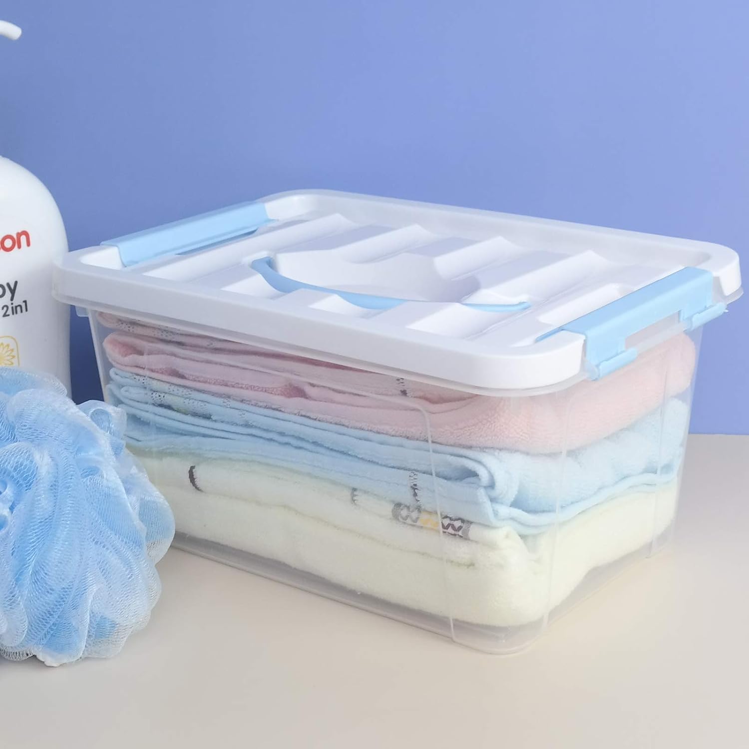 6 Packs 6 Quart Clear Plastic Storage Container Box Bins with Lids/Latches Clips/Handles