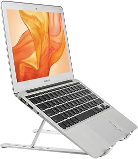 Desire2 Adjustable Laptop Stand, Portable Aluminium Holder for Desk, Foldable Ventilated Cooling Notebook Stand for Macbook Air Pro, HP, Lenovo, Sony, Dell More (10-15.6 Inch) Laptops Tablets
