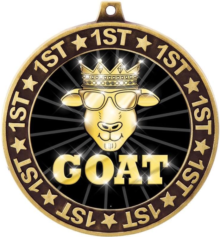 2.75" 1st Place G.O.A.T. Shadow Medal Award, Gold Trophy Medal