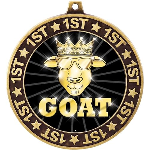 2.75\" 1st Place G.O.A.T. Shadow Medal Award, Gold Trophy Medal