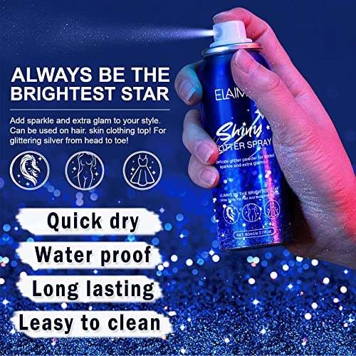 Shiny Body Glitter Spray,Holographic Shimmer Glitter Spray For Hair And Body,Waterproof Long Lasting Hair Glitter Spray,Face Body Glitter Hairspray Party Rave Festival Accessories #TOP3