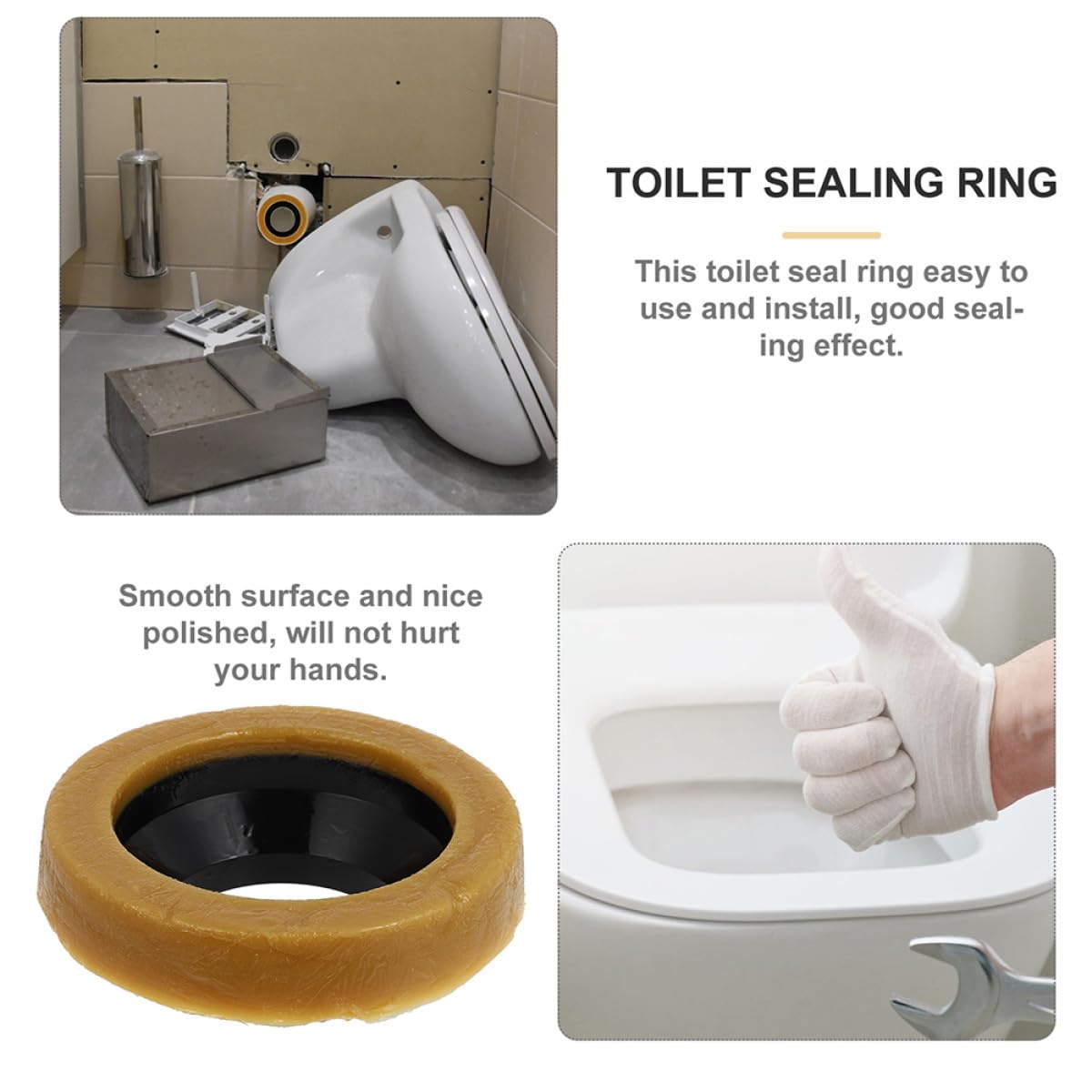 VALICLUD Toilet Wax Flange Ring and Mount Screws Set, Leak-Proof Seal Gasket with Bolts for Toilet Installation and Repair, Sturdy Plumbing Replacement Kit