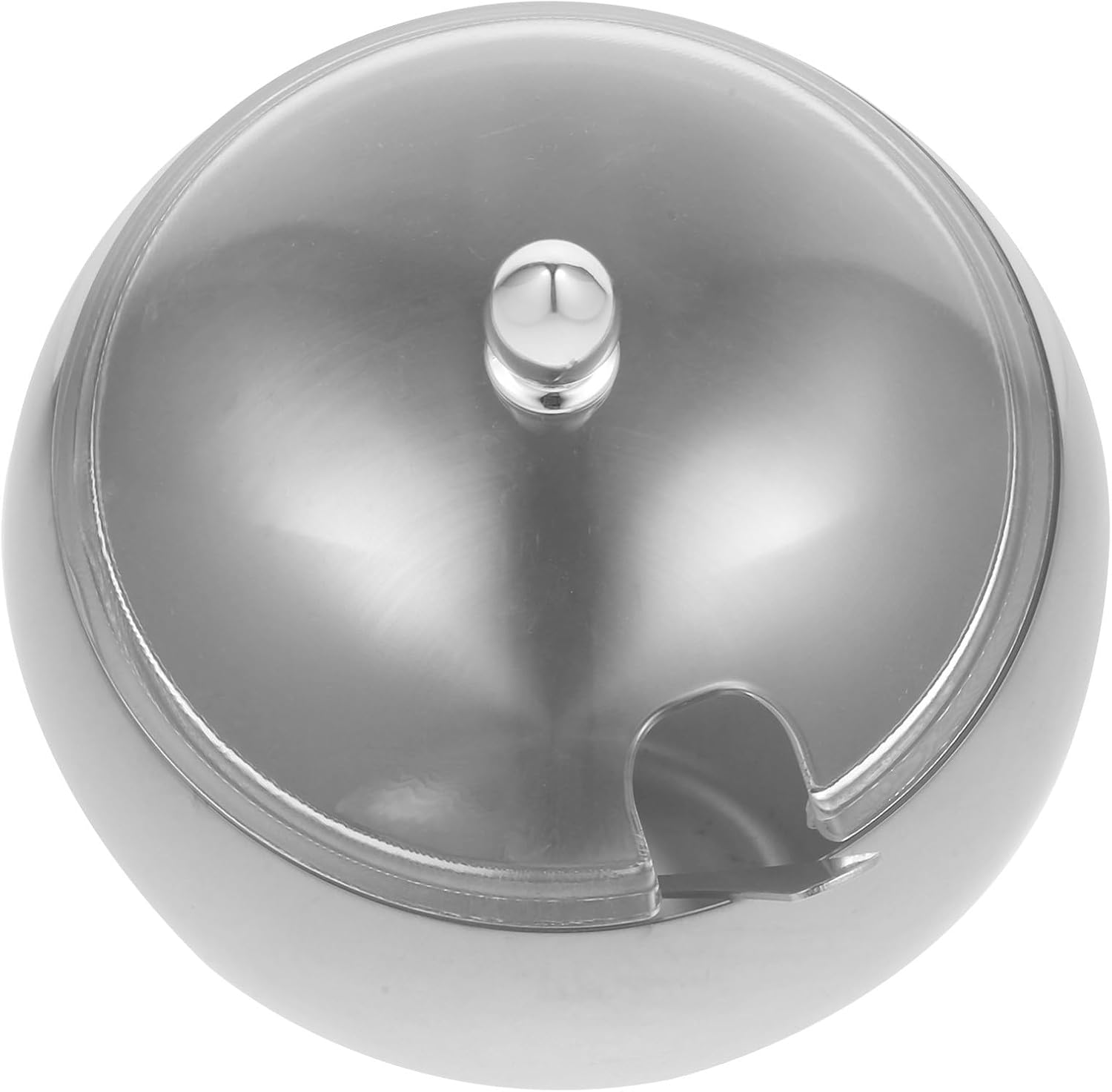 OSALADI Seasoning Bowl Set with Lid Stainless Steel Condiment Pot for Restaurant and Home Use Natural Color Spherical Bowl with Open Mouth Design