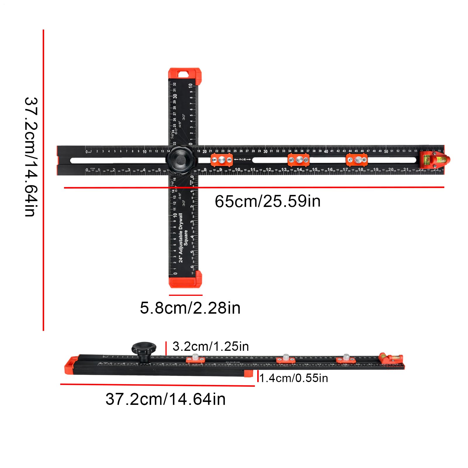 Rigno T Per Il Disegno - Di Professionale, Righello A Bordo Dritto | Indicatore Lavorazione Del Legno In Alluminio, Strumento Misurazione Metrica | Accurato Architetto, Carpentiere, Inge