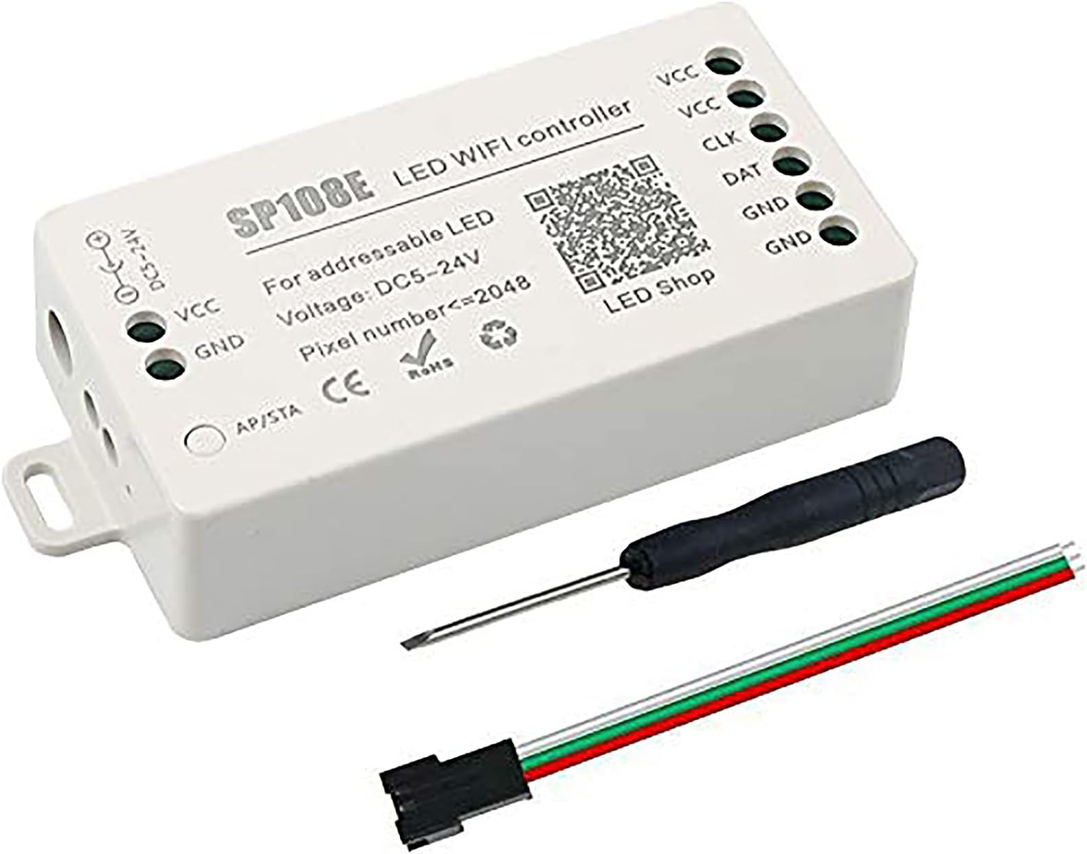 RGBZONE SP108E WiFi LED Controller, Smart APP Control, DC5V/12V/24V WS2812B WS2811 WS2815 WS2801 SK6812-RGBW WS2813 SK9822 etc Almost LED Strip Module Light