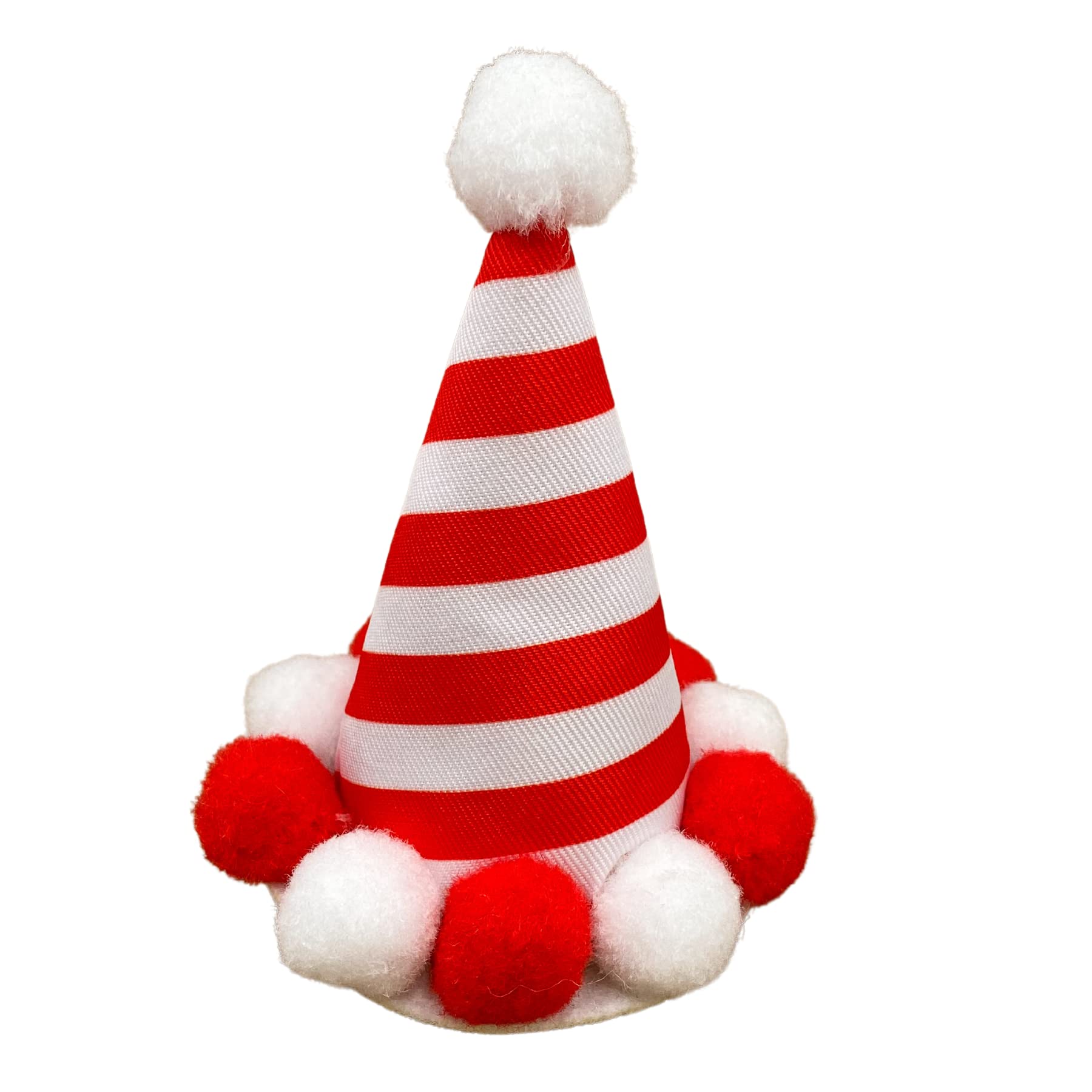 Needzo Christmas Hair Clip Red and White Candy Cane Striped Hat with Pom Poms, Christmas Hair Accessories for Women, One Size Fits Most