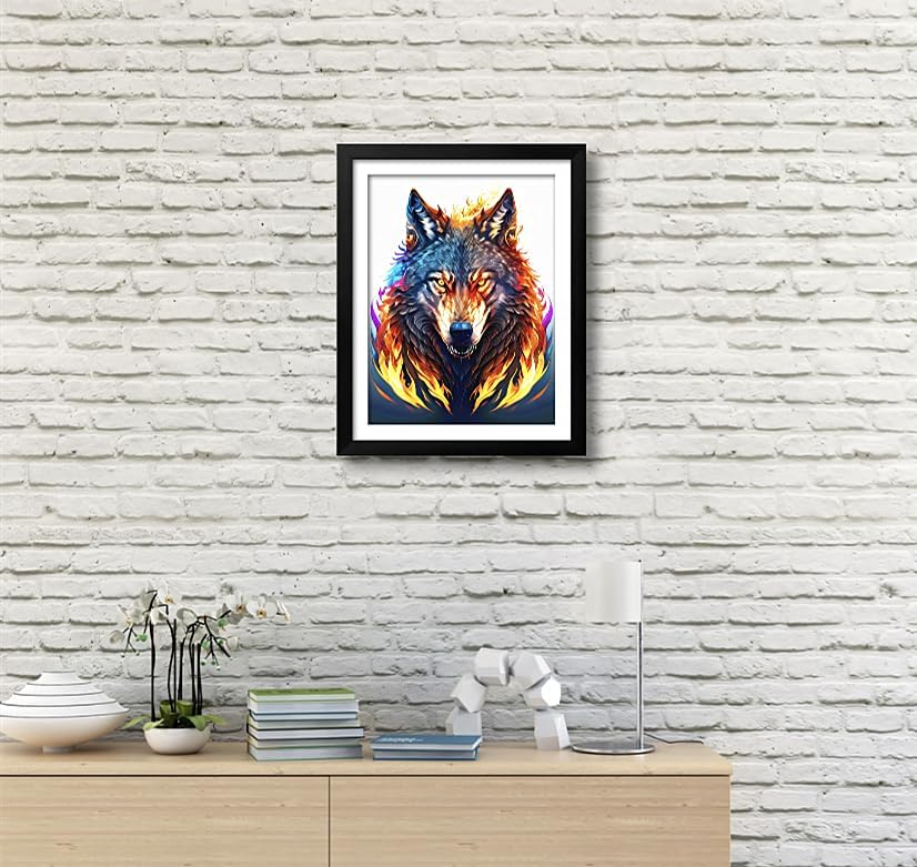 Miniatura 5 de NIHO-JIUMA Kits de pintura de diamantes de lobo, 5D de taladro completo, kit de arte de diamantes para adultos, decoración del hogar (12 x 16