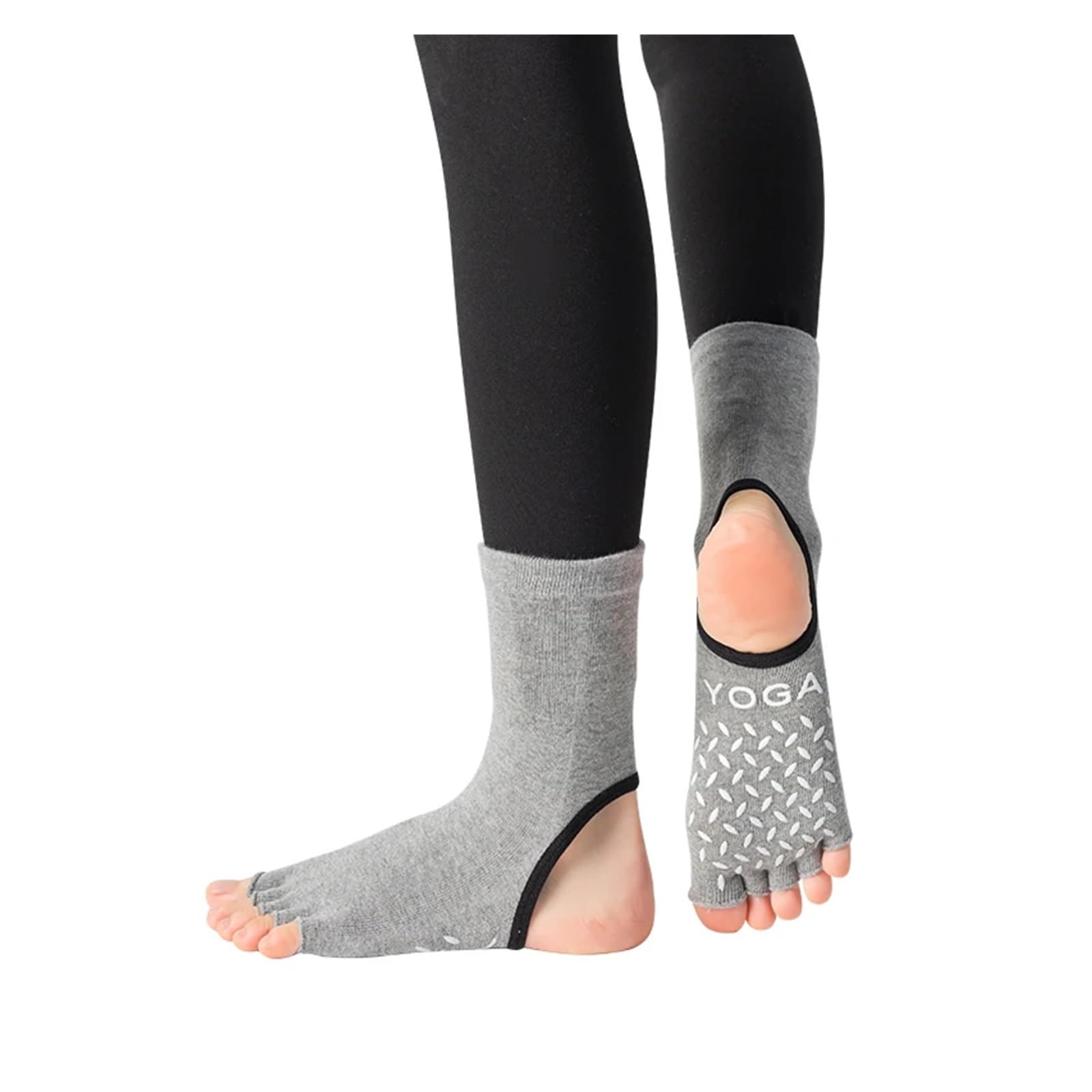 Pilates Socken Rutschfeste Zehenlose Pilates-Socken Mit Fünf Fingern, Baumwolle, Yoga-Socken For Frauen, Fitness, Sport, Tanz, Ballett, Knöchelsocken For Damen