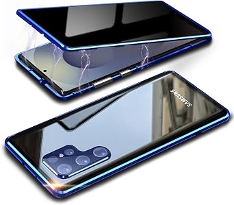 Magnetic Privacy Case for Samsung S25 Ultra,Anti Peeping Screen Protector Double-Sided Tempered Glass Metal Bumper Anti SPY Cover,360 Degree Phone Case for Samsung Galaxy S 25 Ultra,Blue