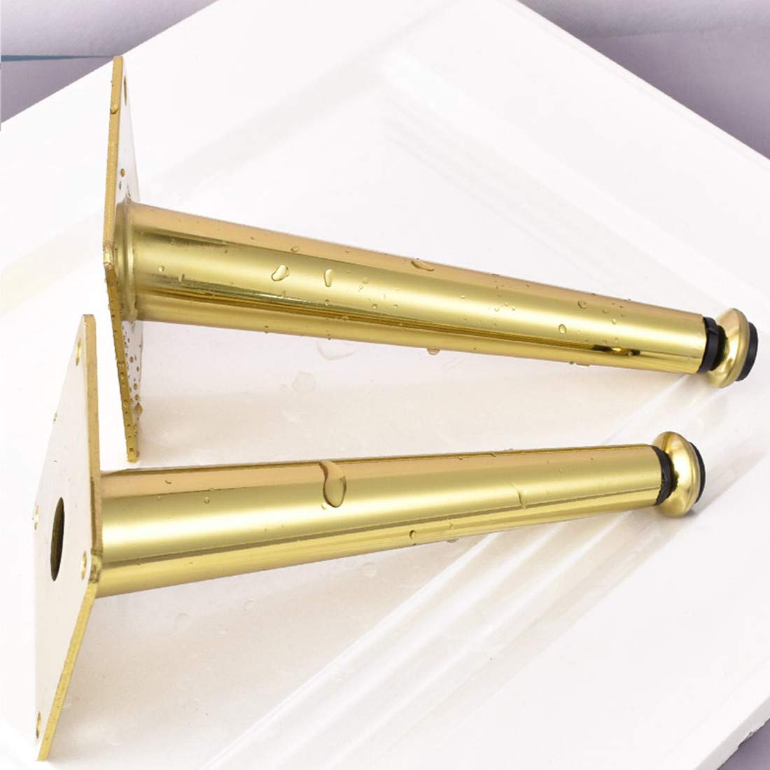 Piedini di Supporto in Metallo Regolabili di Ricambio per Gambe affusolate Dorate per Divano, Mobile TV, Tavolo, Altezza 0,1 cm, Dritti, 35,5 cm