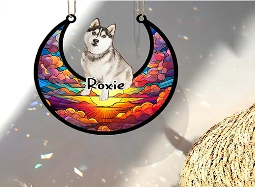 Vista 226 de LOVELYPOD Adorno de Navidad personalizado de perro pastor alemán, atrapasoles conmemorativo, adorno de Navidad de pastor alemán con nombre, pérdida