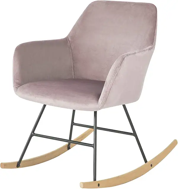 Chaise d'allaitement SoBuy® FST68-P - Fauteuil à bascule confortable en velours rose