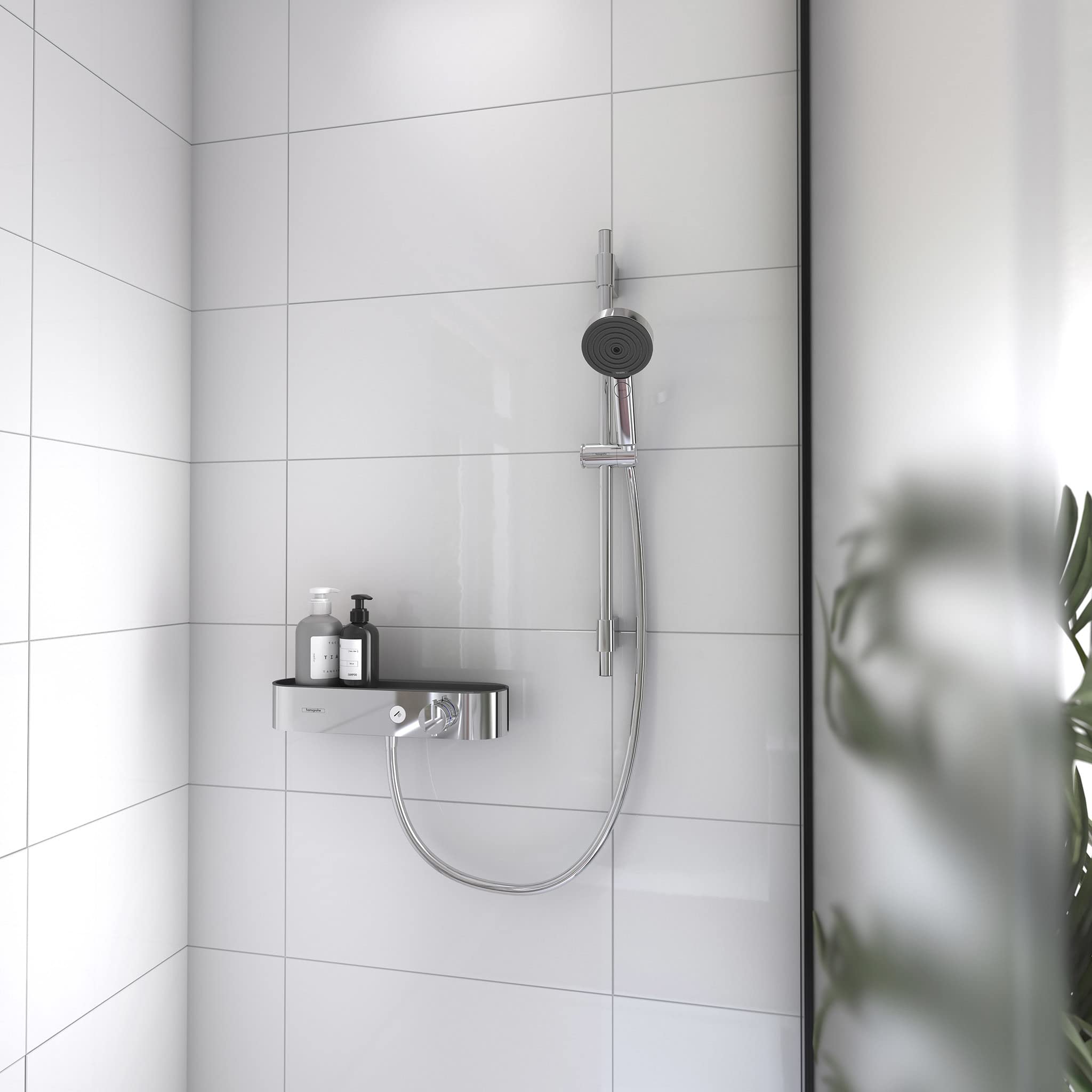 hansgrohe Brausethermostat ShowerTablet Select, Thermostatarmatur Aufputz, Cool Contact Duscharmatur für 1 Funktion, Chrom
